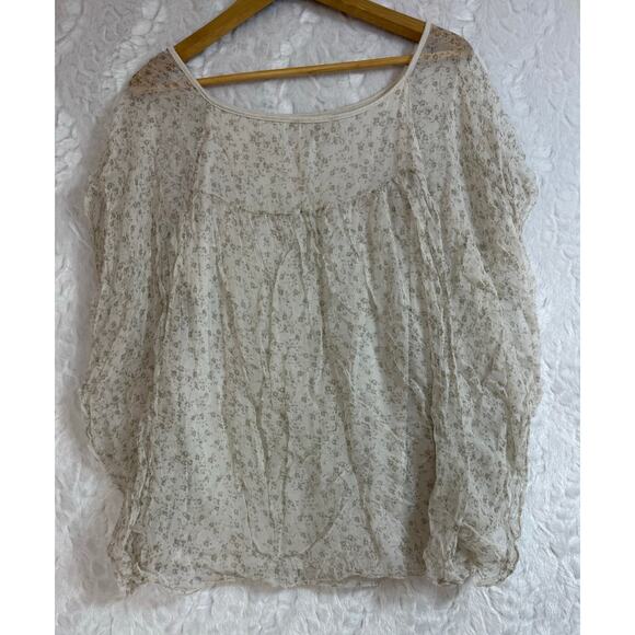 Vintage Y2K Silk Floral Peasant Blouse Milk Maid Cottagecore Made in Italy Large - Picture 2 of 16